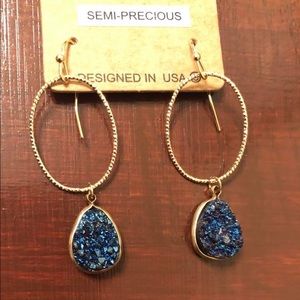 Blue semi precious stone dangle earrings